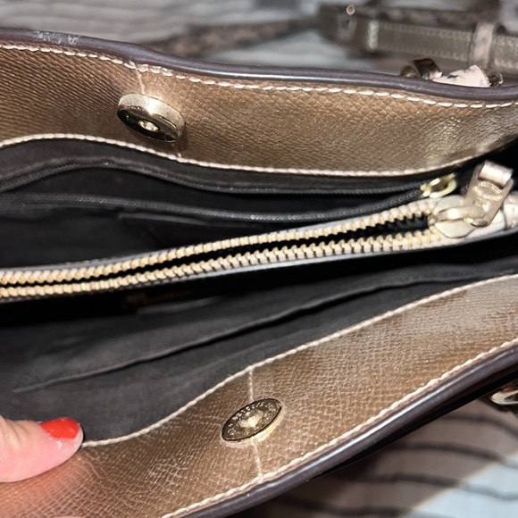 COACH MINETTA CROSSBODY & WRISTLET IN METALLIC LEATHER WITH EXOTIC TRIM - Picture 6 of 13